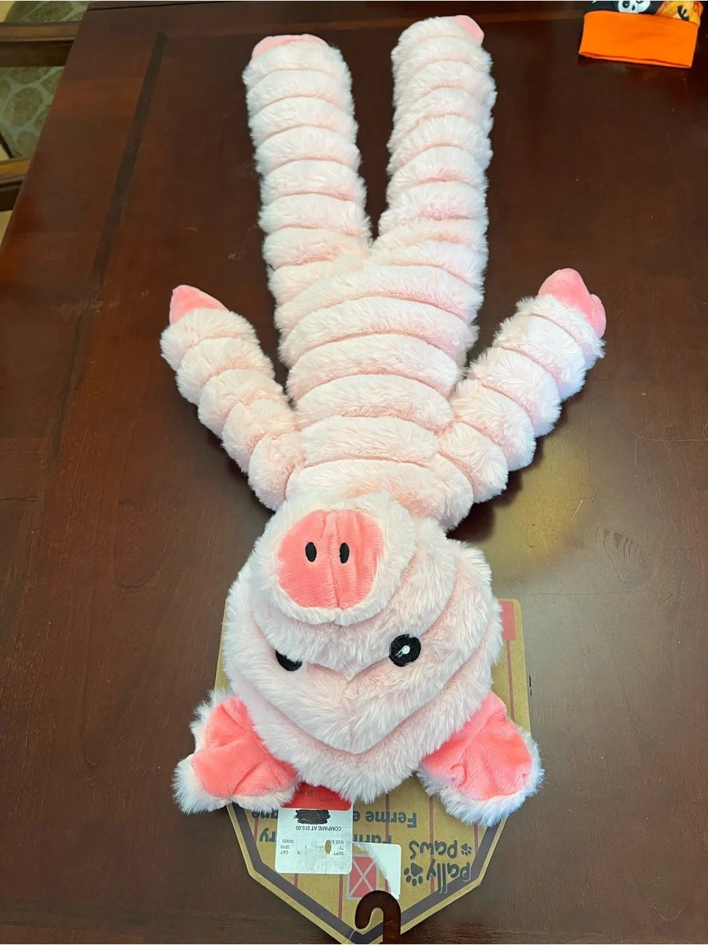 Plush Overstuffed Pink Pig Dog Toy with Squeaker - Large